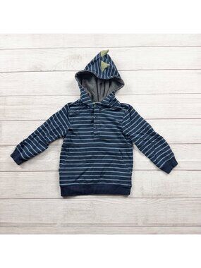 Tommy Bahama Kids Dinosaur Hoodie Sweatshirt Striped Navy With Spikes 4T